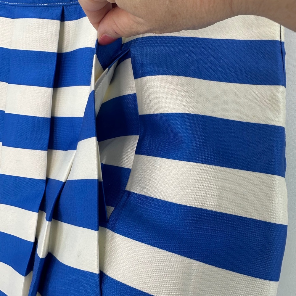 Michael Kors ARCHIVE PIECE Pleated Nautical Stripe Skirt Blue White Preppy Sz 8 - Picture 4 of 10